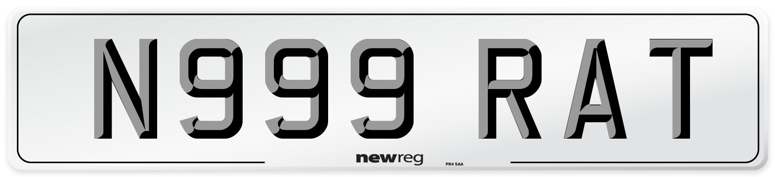 N999 RAT Number Plate from New Reg
